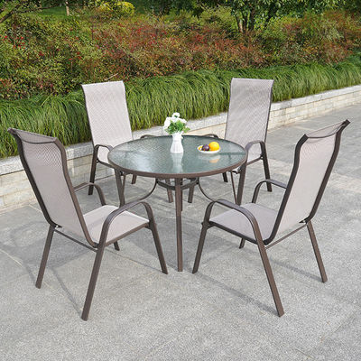 Nordic Metal Glass Top Tafel en stoel voor Outdoor Patio Garden Balkon Cafe Restaurant