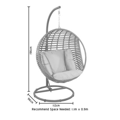 Metalen frame all weather hangende stoel met polyester kussen en tuin eenpersoonsstoel