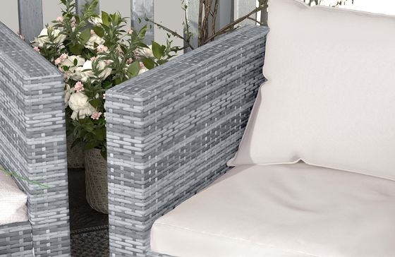 Postverpakking Y AJUNION Wicker Rattan Tuinbank Set Buitenmeubilair Sectie