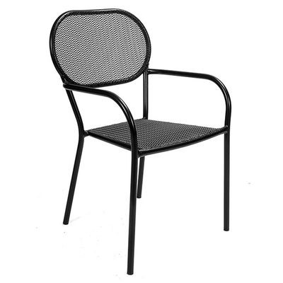 Outdoor Bistro Cafe Tuin Hof Terras Metalen ijzeren ronde tafels en stoelen met paraplu gat in modern design