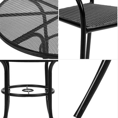 Outdoor Bistro Cafe Tuin Hof Terras Metalen ijzeren ronde tafels en stoelen met paraplu gat in modern design