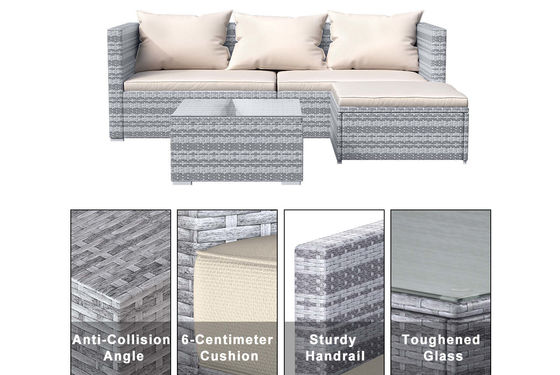 AJUNION Wicker Rattan tuinbank Outdoor Lounge Set 4 stukken met Y Mail Packing