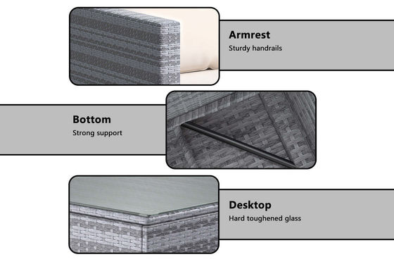 AJUNION Wicker Rattan tuinbank Outdoor Lounge Set 4 stukken met Y Mail Packing