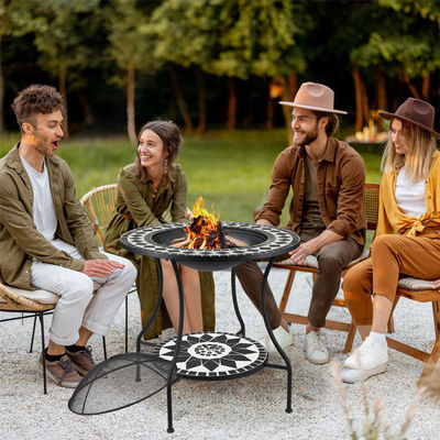 Buiten Tuin Vuur Camping Hout brandende open haard met ijs emmer en mozaïek vuurput