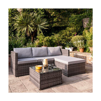 Recreatie Outdoor AJUNION 4 zitplaatsen Wicker Rattan Tuinmeubilair Sofa Hoek Lounge Set