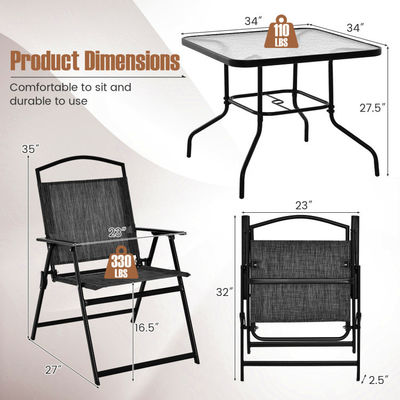 Postverpakking Vierkante Eettafel en Teslin Stoel Set voor Outdoor Garden Cafe Restaurant