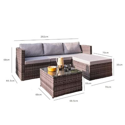 Recreatie Outdoor AJUNION 4 zitplaatsen Wicker Rattan Tuinmeubilair Sofa Hoek Lounge Set