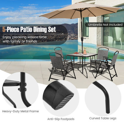 Postverpakking Vierkante Eettafel en Teslin Stoel Set voor Outdoor Garden Cafe Restaurant