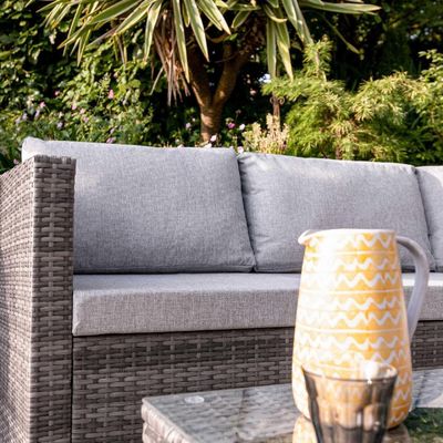 Recreatie Outdoor AJUNION 4 zitplaatsen Wicker Rattan Tuinmeubilair Sofa Hoek Lounge Set