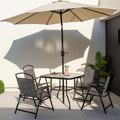 Postverpakking Vierkante Eettafel en Teslin Stoel Set voor Outdoor Garden Cafe Restaurant