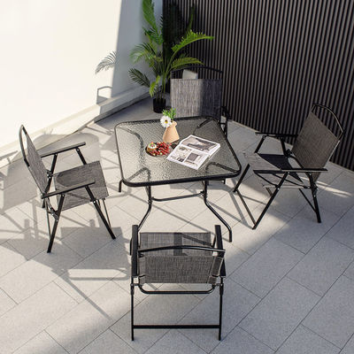 Postverpakking Vierkante Eettafel en Teslin Stoel Set voor Outdoor Garden Cafe Restaurant