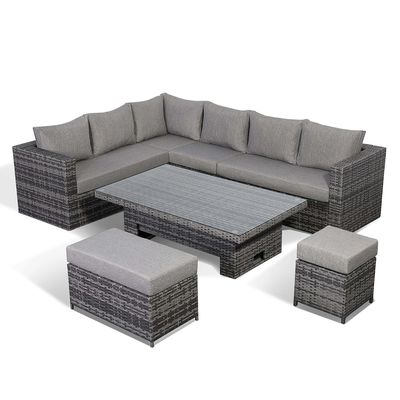 Moderne design All Weather Hoekbank Set met verstelbare tafel L.265 X W.204 X H.66cm