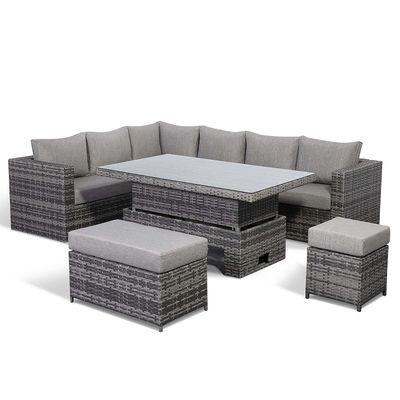 Moderne design All Weather Hoekbank Set met verstelbare tafel L.265 X W.204 X H.66cm