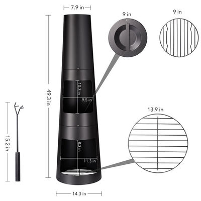 Buitenplaats Tuin Camping Vuurput met Poker Gegote ijzer Houtskool Kaap Chimenea