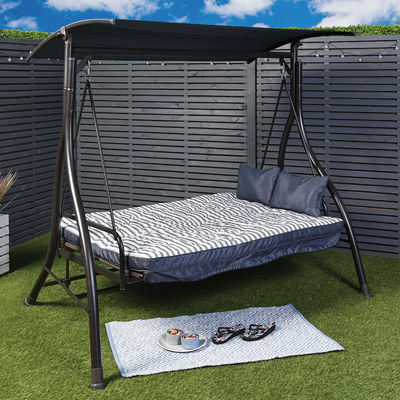 Comfortabele en duurzame 3 zitplaatsen tuin schommelstoel met baldachin Gewichtscapaciteit 340kg