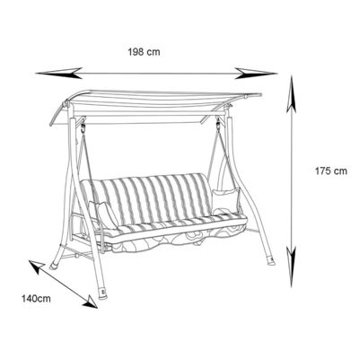 Comfortabele en duurzame 3 zitplaatsen tuin schommelstoel met baldachin Gewichtscapaciteit 340kg