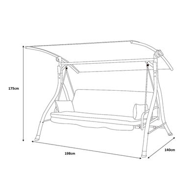 Comfortabele en duurzame 3 zitplaatsen tuin schommelstoel met baldachin Gewichtscapaciteit 340kg