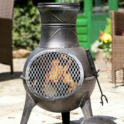 Metal Outdoor Patio Backyard Garden Camping Heavy Duty Steel Wood Burning Firepit Houtskool Fire Pit Fireplace Chimenea met Rain Cap