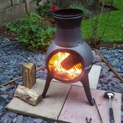 Metal Outdoor Patio Backyard Garden Camping Heavy Duty Steel Wood Burning Firepit Houtskool Fire Pit Fireplace Chimenea met Rain Cap