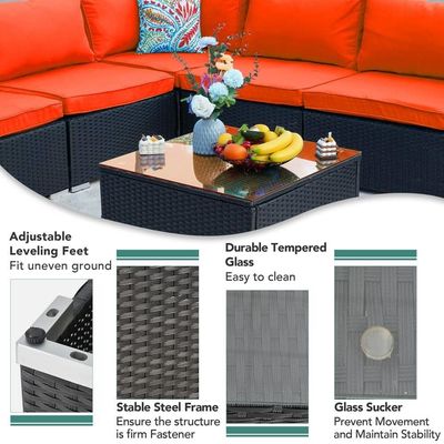 Staal buis frame AJUNION PE Rattan tuinmeubilair sofa set voor buiten vrije tijd
