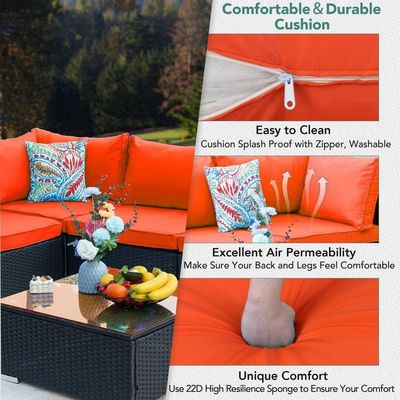 Staal buis frame AJUNION PE Rattan tuinmeubilair sofa set voor buiten vrije tijd