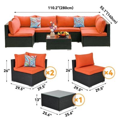Staal buis frame AJUNION PE Rattan tuinmeubilair sofa set voor buiten vrije tijd