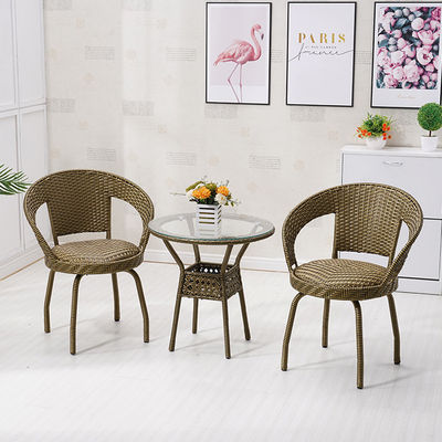 Nordic Outdoor Leisure Geweven PE Rattan Wicker Tafel en Stoel Set voor Tuinmeubilair