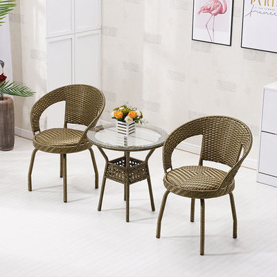 Nordic Outdoor Leisure Geweven PE Rattan Wicker Tafel en Stoel Set voor Tuinmeubilair