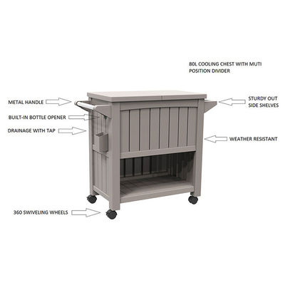 Traditioneel ontwerp 3-in-1 Draagbare outdoor ijskoeler trolley kar met vier wielen
