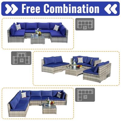 Modern Design PE Rattan Outdoor Meubels Set voor Tuin Wicker Weave Sectionele Sofa Set