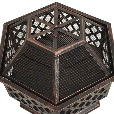Hexagon Crossweave Steel Wood Burning Fire Pit Bowl voor buiten patio en tuin