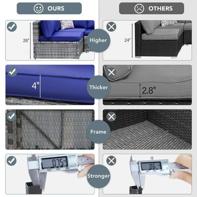 Modern Design PE Rattan Outdoor Meubels Set voor Tuin Wicker Weave Sectionele Sofa Set