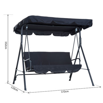 Polyester kussen AJUNION 3 zitplaatsen tuin hangende schommelstoel met metaal en luifel