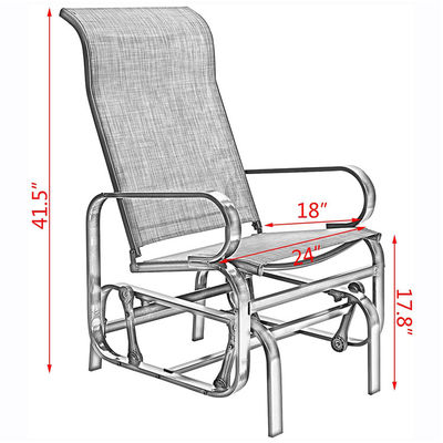 Metalen frame Buiten Bistro Patio Tuin Single Rocking Lounge Stoel met Custom Logo