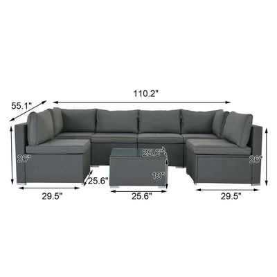 AJUNION Wicker Rattan PE sectionaire bank Tuin Set Patio Meubels Gespreksset Buitenmeubelen