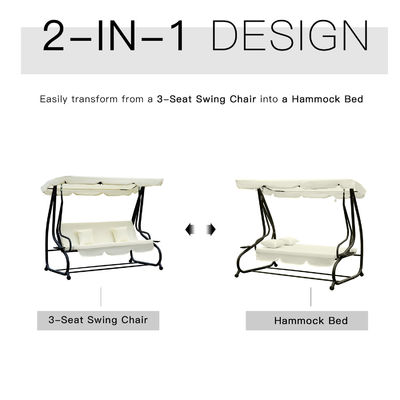 Tuin swing hangende stoel met poeder gecoate afwerking en veer haak W120xL200xH164cm