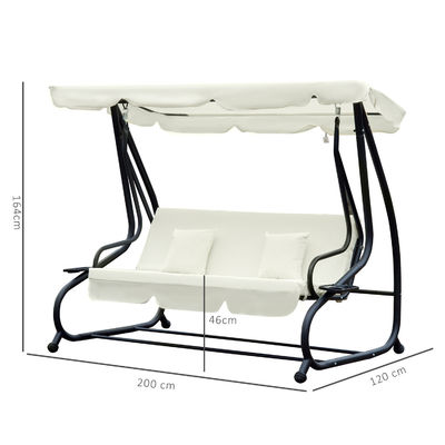 Tuin swing hangende stoel met poeder gecoate afwerking en veer haak W120xL200xH164cm