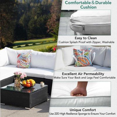 Buitenmeubilair AJUNION 7 stukken PE Rattan Wicker sectioneel sofa set voor tuin