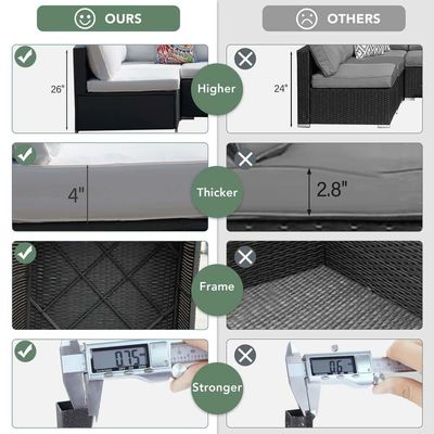 Buitenmeubilair AJUNION 7 stukken PE Rattan Wicker sectioneel sofa set voor tuin