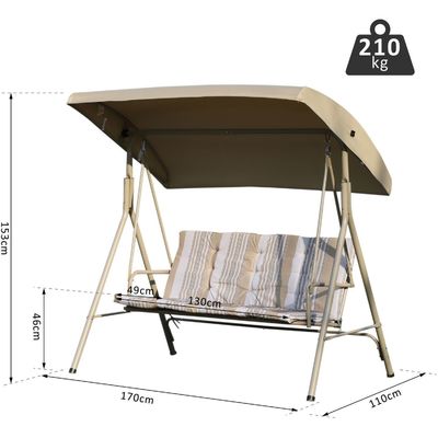 Modern Design AJUNION 3 zitplaatsen Outdoor Metalen Frame Patio Schommelingen Bank Schommel Bed Stoel