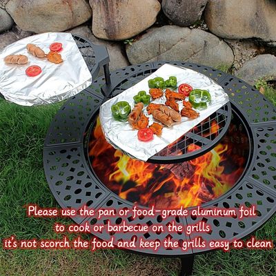 Moderne openluchtvuurput AJUNION 36 inch metalen ronde hout brandende vuurput met 2 grills