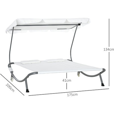 Verstelbare hangmat met dakdek van stalen frame voor buitenlounging en ontspanning aan het zwembad
