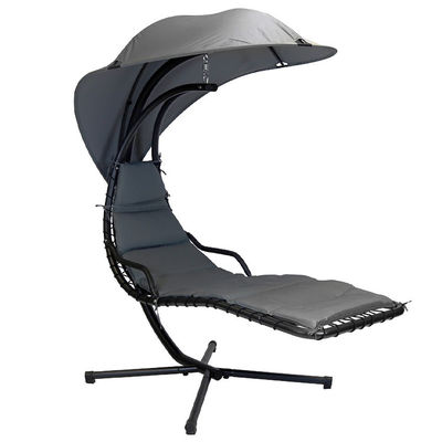 Verbeter je patio met moderne metalen hangmat schommelstoel met kussen en zonnescherm