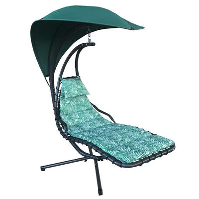 Verbeter je patio met moderne metalen hangmat schommelstoel met kussen en zonnescherm