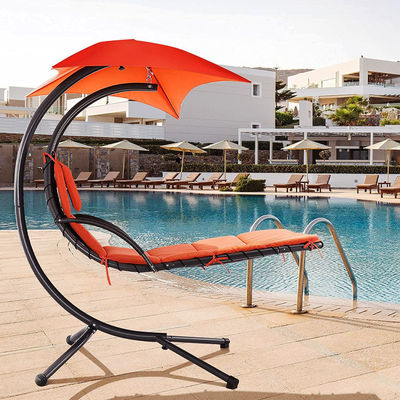 Verbeter je patio met moderne metalen hangmat schommelstoel met kussen en zonnescherm