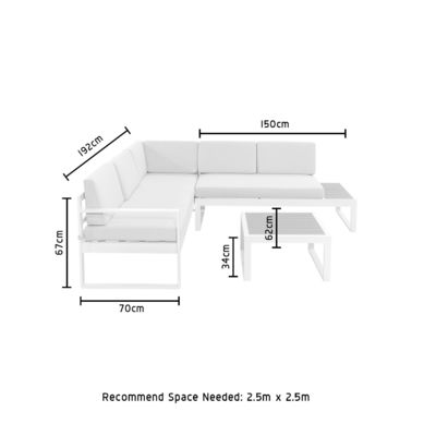 AJUNION L-vormige outdoormeubelsets Aluminium lounge set met plastic teakhouten afwerking