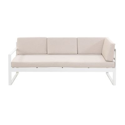 AJUNION L-vormige outdoormeubelsets Aluminium lounge set met plastic teakhouten afwerking