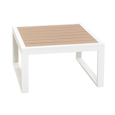 AJUNION L-vormige outdoormeubelsets Aluminium lounge set met plastic teakhouten afwerking