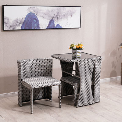 Buitenmeubelen van rattan voor koffiewinkels Tempered Glass Top Table and Chair Set