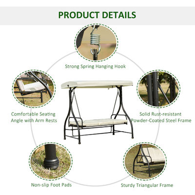 AJUNION Staal frame swing hammock stoel voor patio tuin 150kg gewicht capaciteit luifel
